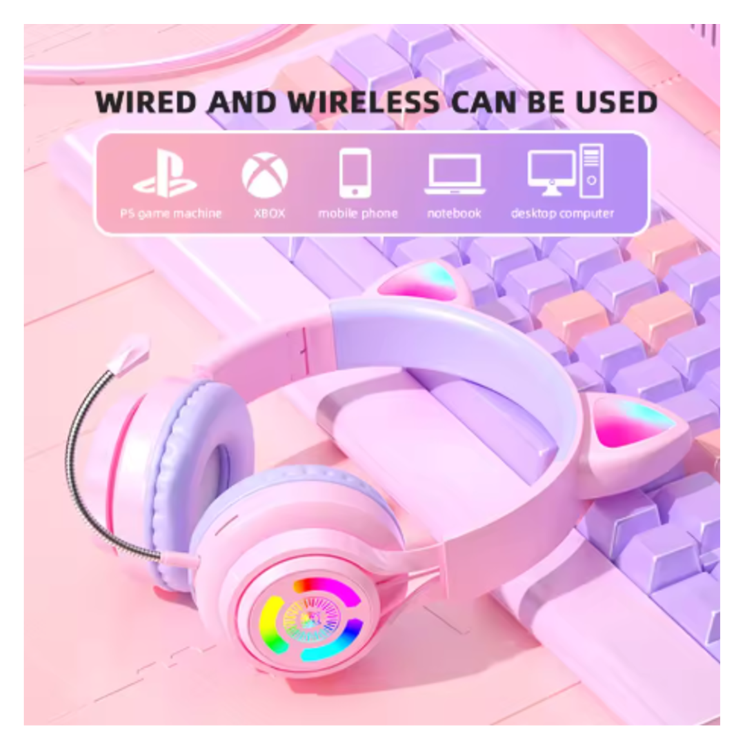 AUDIFONOS DE GATO BLUETOOTH CARGA TIPO C 
