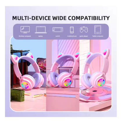 AUDIFONOS DE GATO BLUETOOTH CARGA TIPO C 